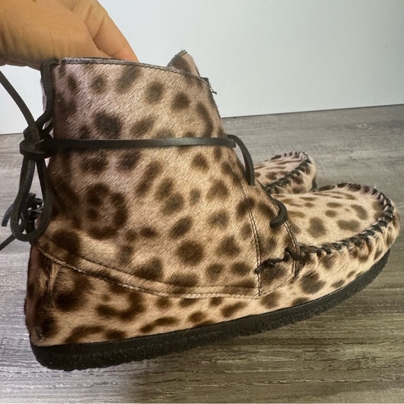 BNWOT Isabel Marant Etoile Flavie Leopard calf hair Moccasin Boots size 37/6.5 - Picture 5 of 9
